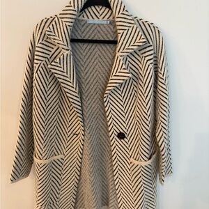 Anthropologie Black and Cream Pea Coat